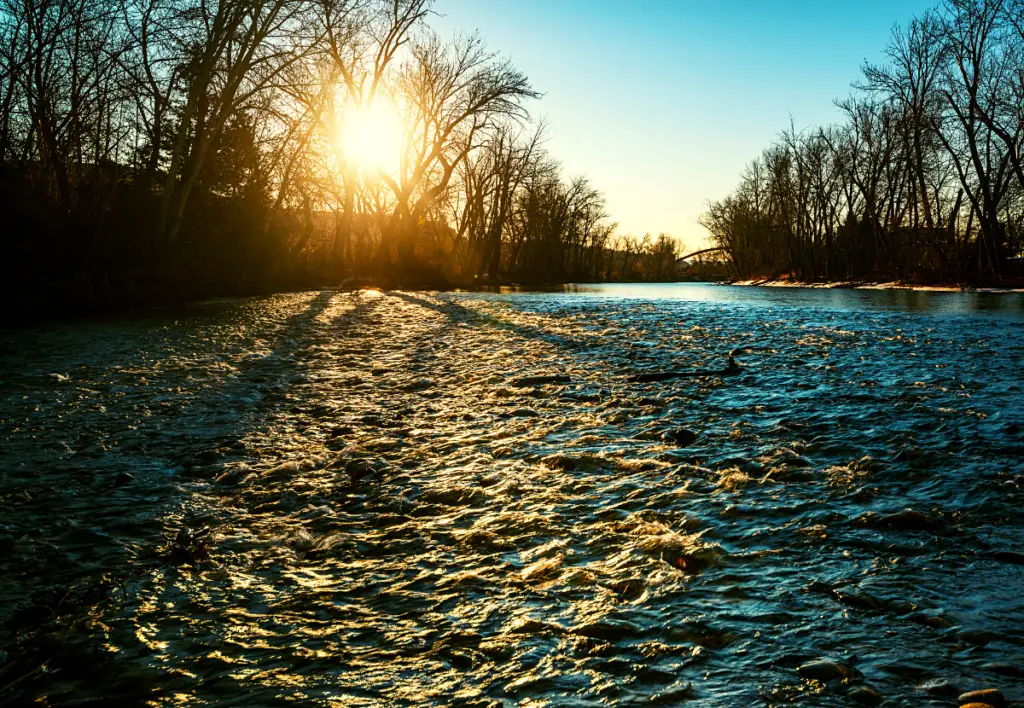 Boise River at sunset.