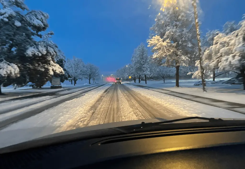 Snowy Boise backroads during the winter time.