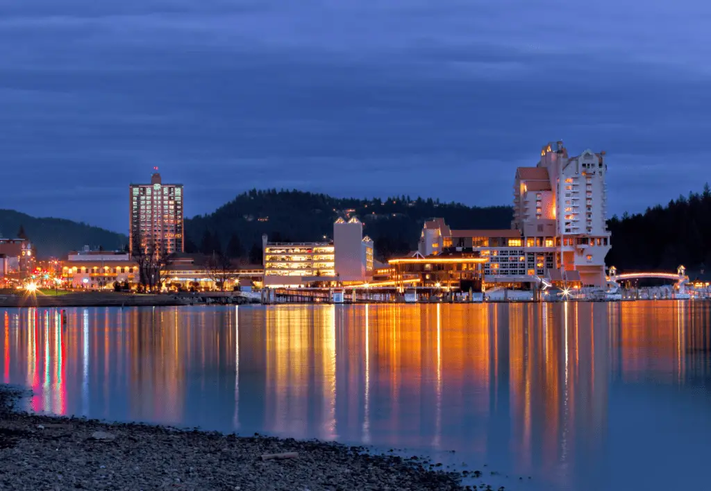 Downtown Coeur d'Alene, Idaho from the beach