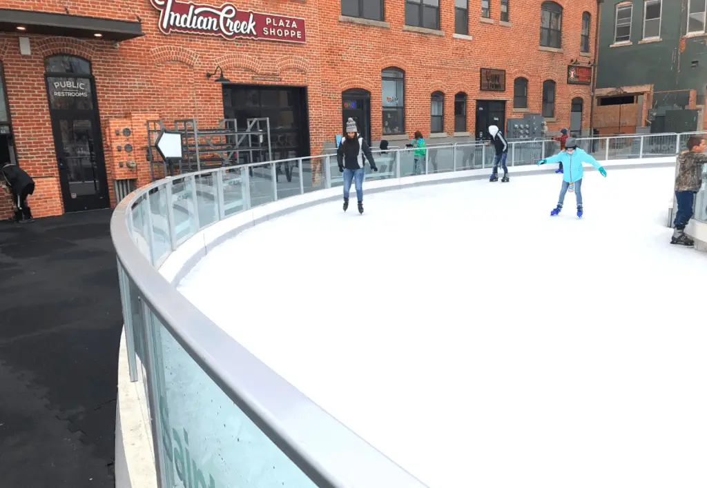 My wife ice skating in Idaho at the Indian Creek Plaza.
