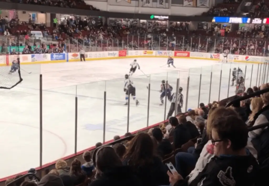 Watching the Idaho Steelheads ice hockey team play in downtown Boise.