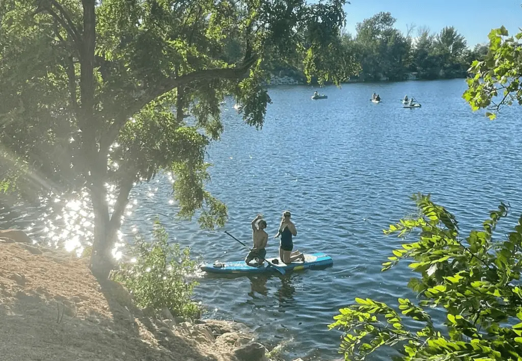 Paddle boarding at Quinn's Pond in Boise.